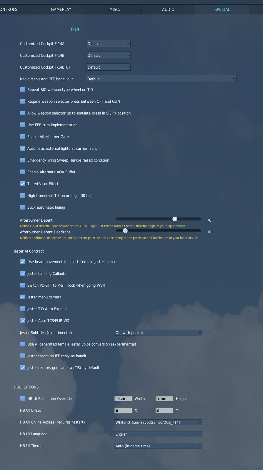 Special Option Menu
